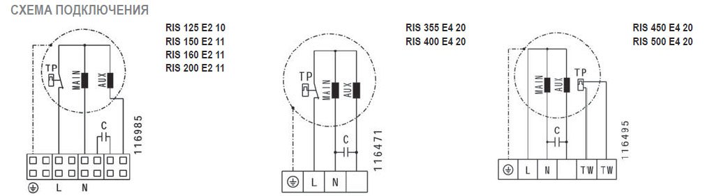 RIS-160 E2 20 вентилятор канальный — Схемы монтажа